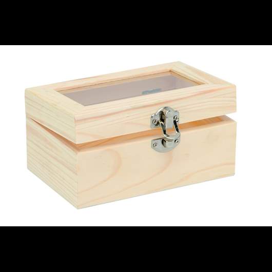 Boîte en bois avec insert en verre 15x10x8cm